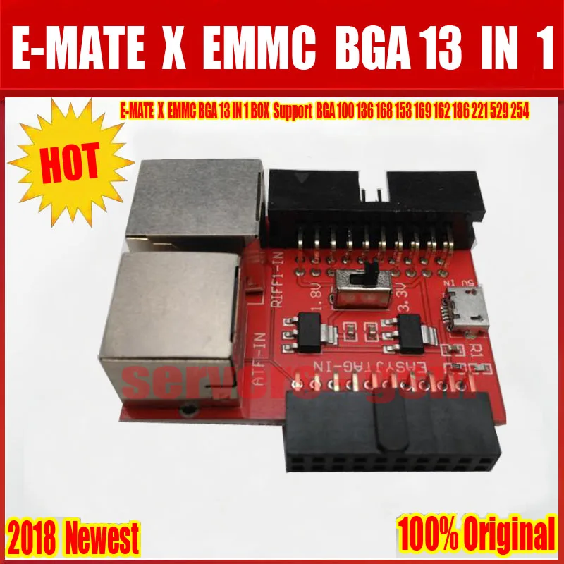 Новинка E mate box X EMMC BGA 13 в 1 поддержка BGA100/136/168/153/169/162/186|Детали устройств связи| |