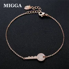 MIGGA нежное розовое золото цвет микро проложенный браслет с ключом цепь Модные женские вечерние ювелирные изделия для девочек подарок