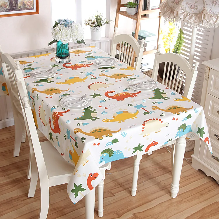 

SunnyRain 1-Piece Thick Cotton Canvus Cartoon Dinosaur Table Cloth Square Tablecloth Rectangle Table Cover Table Linen