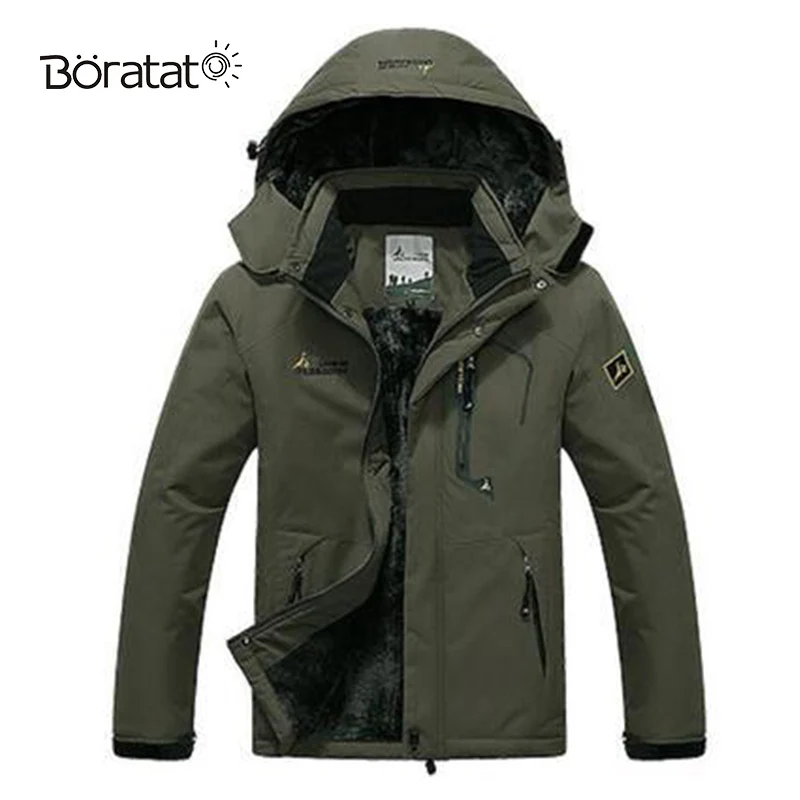 ArmyGreen Лыжная куртка для мужчин, лыжный костюм, теплый лыжный сноубординг, зимняя уличная флисовая Толстая ветрозащитная одежда с капюшоном, спортивная одежда - Цвет: ArmyGreen