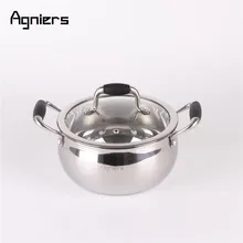 Agniers 18 см с двумя ручками кастрюля многослойная из нержавеющей стали с покрытием SoupPot со стеклянной крышкой теплопосуда