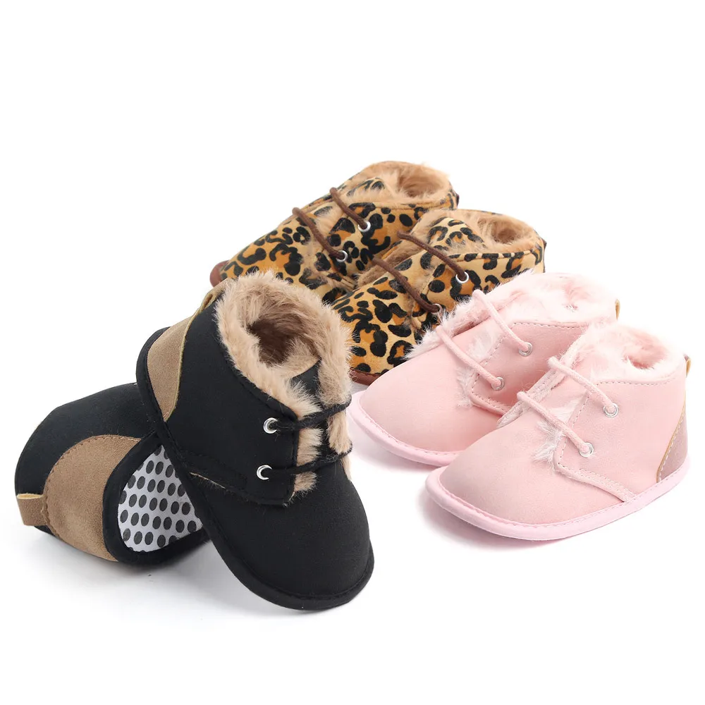 Новинка г. зимние теплые сапоги для младенцев с толстым мехом, искусственная кожа, обувь для малышей, обувь для малышей, обувь на шнуровке