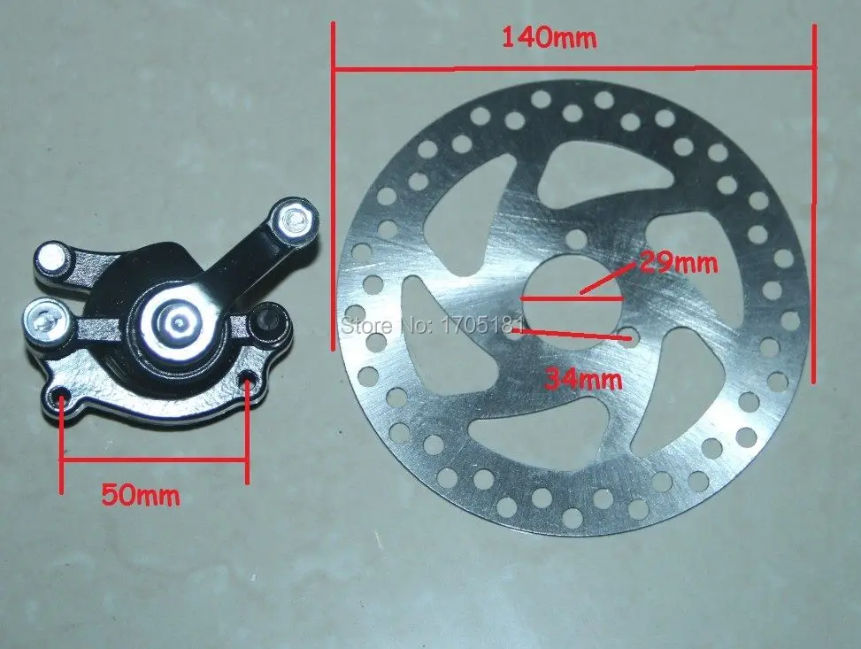 Pinzas de freno de Disco trasero Kit 140mm rotores Gas Mini bici de la suciedad ATV scooter Eléctrico Kit trasero de Disco de pinza de freno