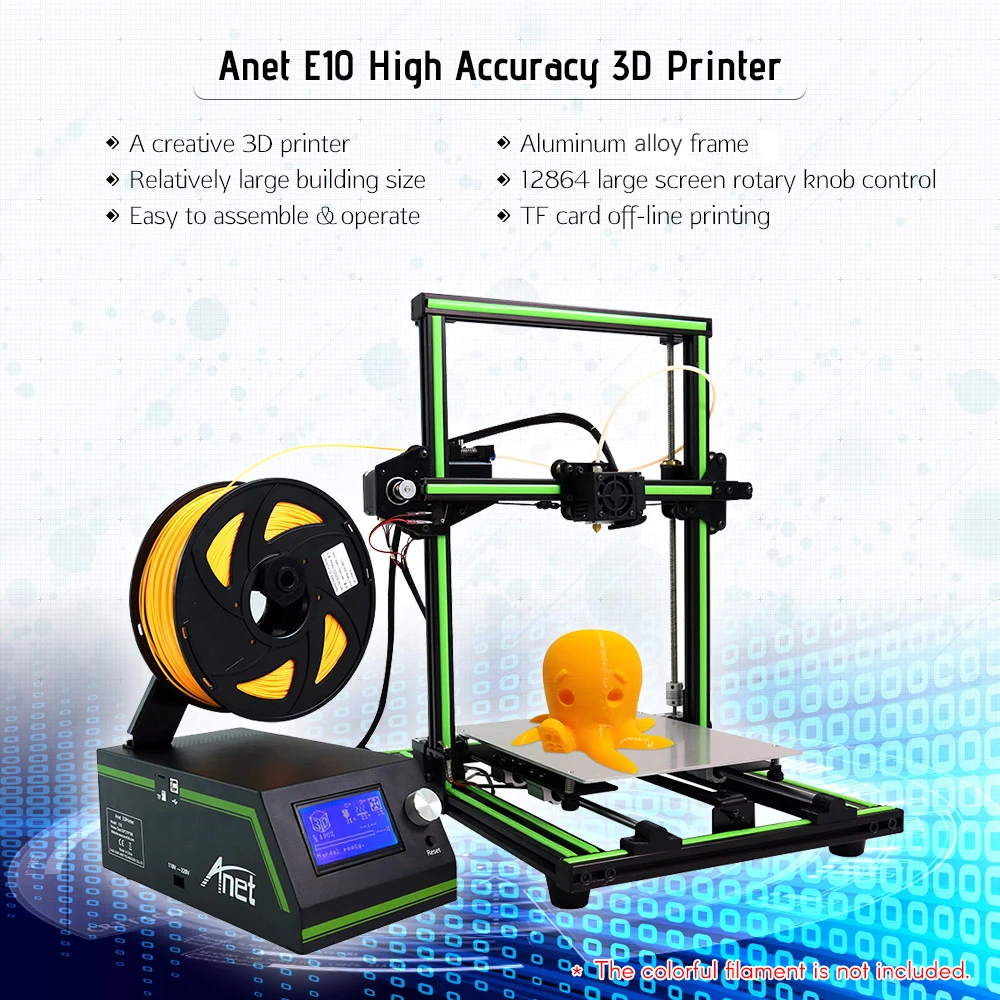 Anet E10 3D-принтеры DIY Kit частично собран мульти-язык программного обеспечения Алюминий сплав рамки супер строительный Объем 8 Гб TF карты