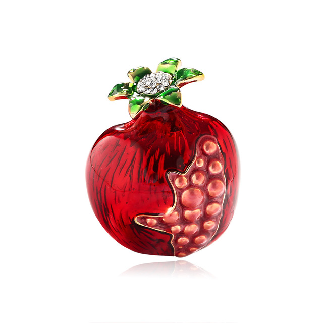 Enamel Fruit Shape Red Pomegranate Brooch for Women Green Leaf Cherry Brooches Suit Lapel Pin Clothing Scarf Badges