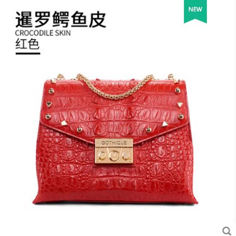 

gete 2019 new Thai real crocodile skin girl bag satchel shoulder bag leather crocodile purse female women small bag