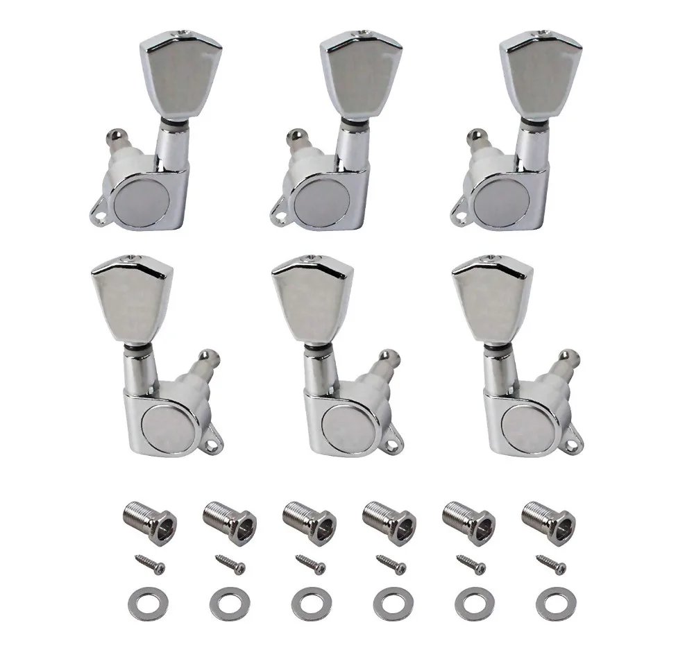 6 Pieces Guitar Parts 3 Left Right Machine Heads Knobs String Tuning Pegs Head Tuners for Electric or Acoustic | Спорт и развлечения