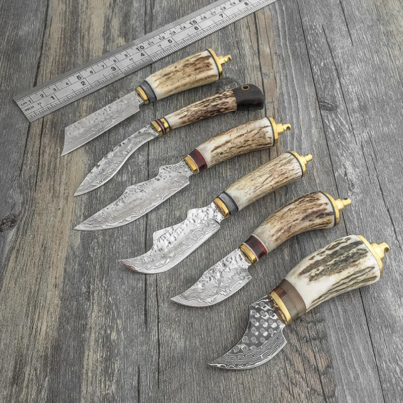 

High quality VG10 Damascus steel straight knife hunting fixed blade knife outdoor travel tool free shipping