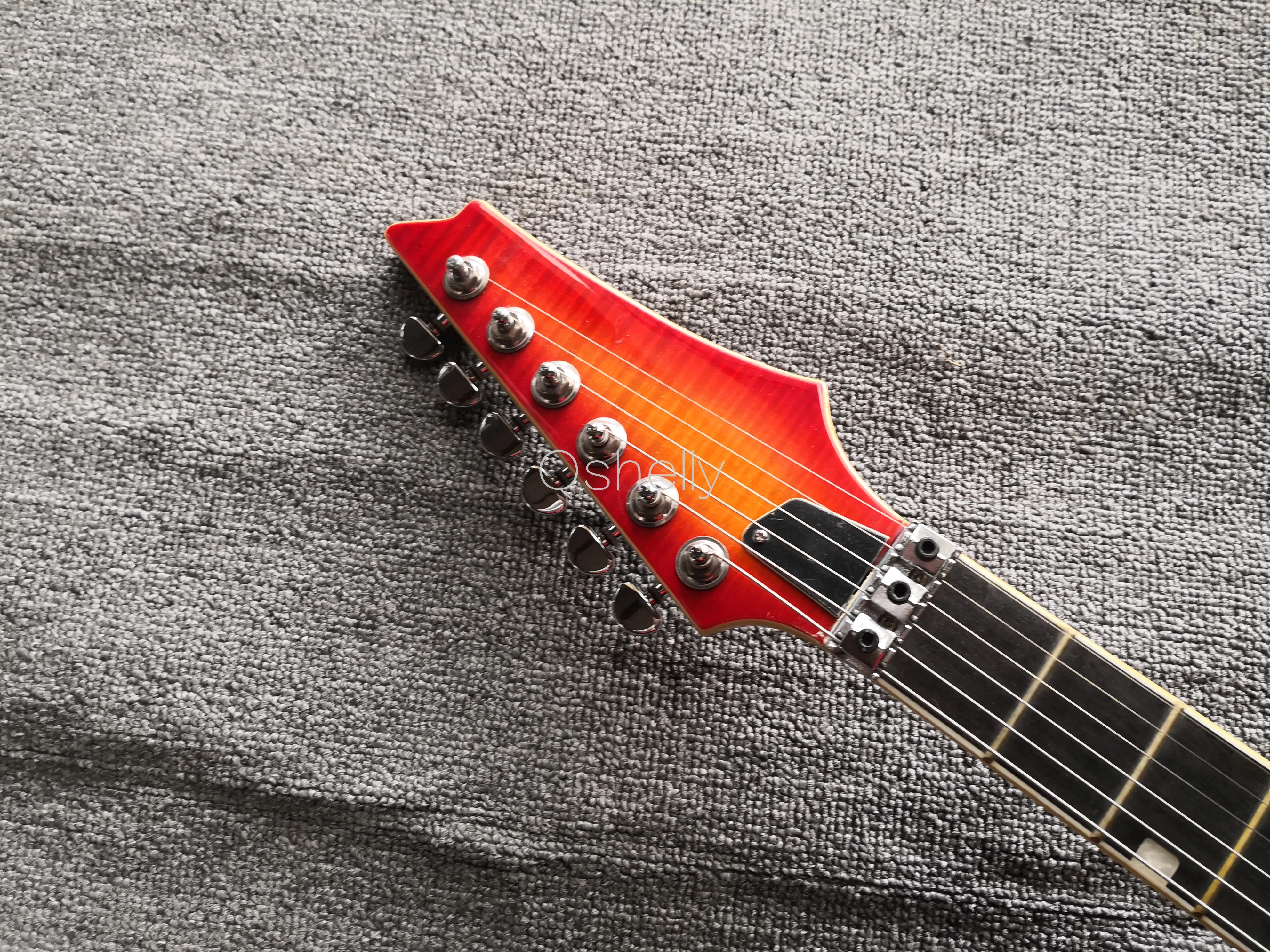 Высшее качество Qshelly пользовательский sunburst flame maple top ebong фингерборд 24 лада
