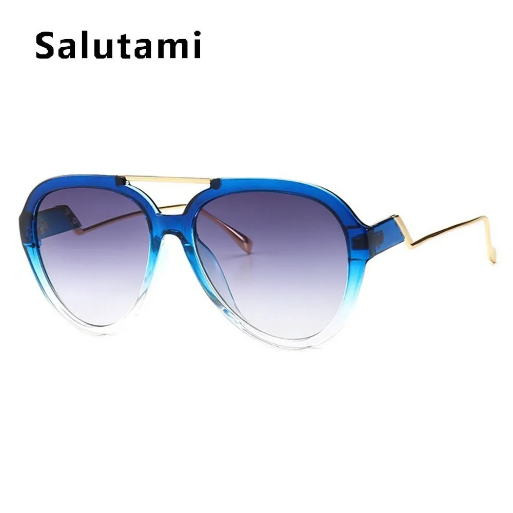 Женские солнцезащитные очки с двойным мостом, Овальные, Роскошные, брендовые, гнущиеся ноги, Chc, солнцезащитные очки, женские, Ретро стиль, черная, коричневая оправа, оттенки - Цвет линз: blue