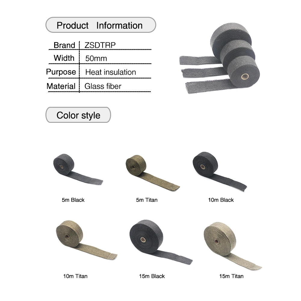 Alconstar-5M-15M мотоцикл Выхлопная обёрточная бумага трубный коллектор Тепловая обертка турбо Mainfold Тепловая выхлопная Тепловая обертка лента из нержавеющей стали галстук