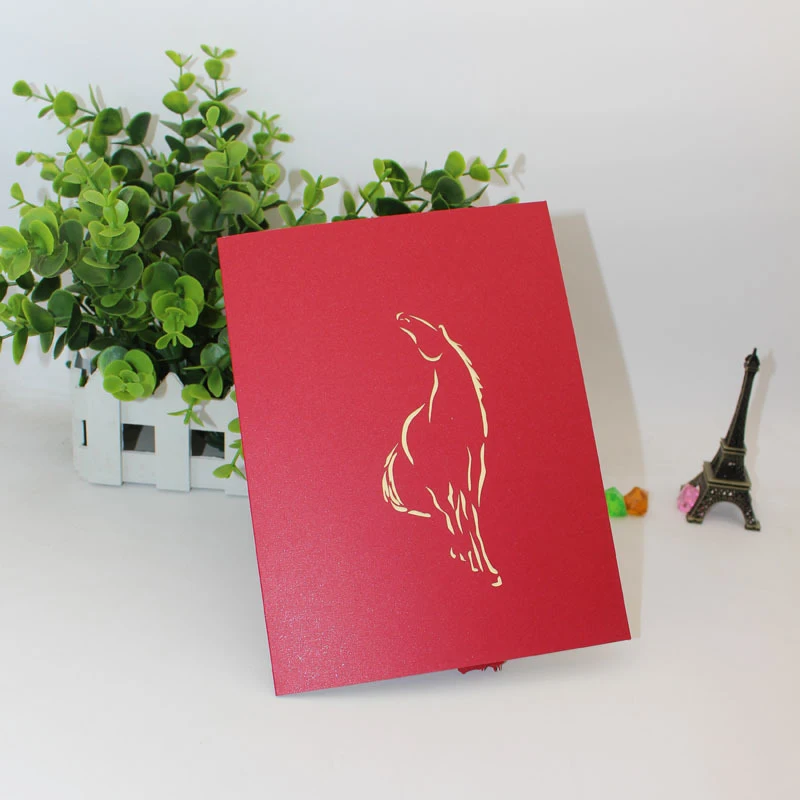  3D Laser Cut Handmade Art of Calligraphy Colorful Galloping Horse Paper Invitation Greeting Cards P - 32891078674