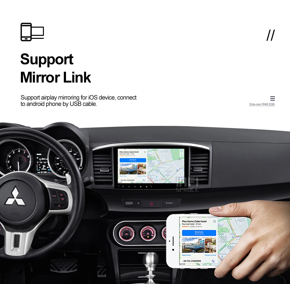 Clearance Android 9.0 Car DVD for Mitsubishi Lancer 2005-2016 with 10.1 inch 2 DIN 3G/4G GPS radio video player eight core car navigation 16