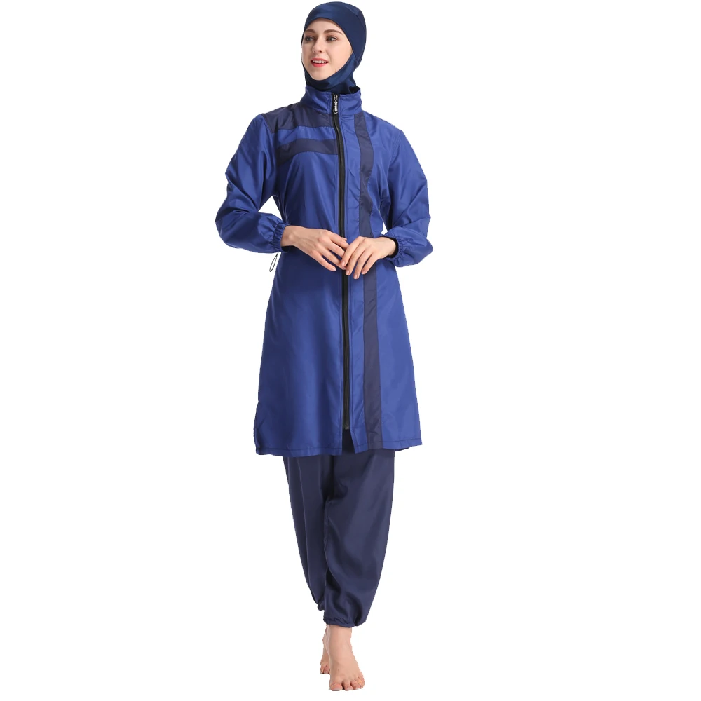 Мусульманская одежда для плавания Burkinis, купальник, одежда для плавания, Буркини, Женская скромная Лоскутная одежда с длинным рукавом