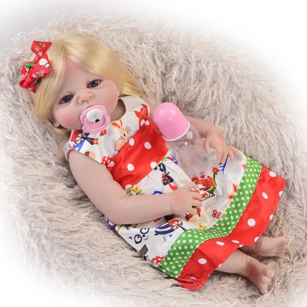 

2018 Christmas Princess Boneca Reborn 23 inch Full Body Silicone Realistic 57 cm Reborn Babies Girl Dolls For kids Birthday Gift