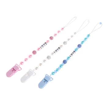 

Baby Bling Crystal Pacifier Clips Soother Chain Dummy Soother Nipple Leash Strap