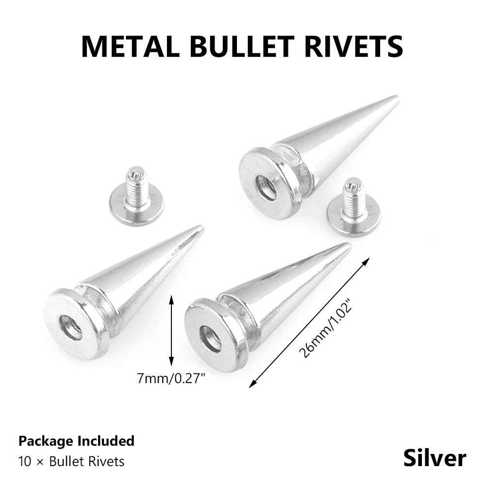 10 мм 36 мм 10 шт DIY Гвозди/заклепки мяч панк одежда на заказ серебряный металлический мешок шпильки конус панк заклепки-шипы кожевенное ремесло - Цвет: silver 26mm