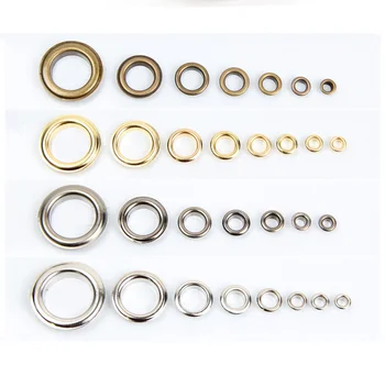

100 sets inner size 3-20mm brass side pressing round eyelets sliver/bronze/black/gold for Shoe Belt Cap Bag Clothes Accessories
