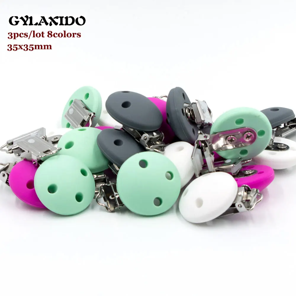 

3Pcs Round Silicone Pacifier Clips Stainless Nipple Holder Baby Infant Teething Necklace Toys Baby Products Siliconen Kralen Toy