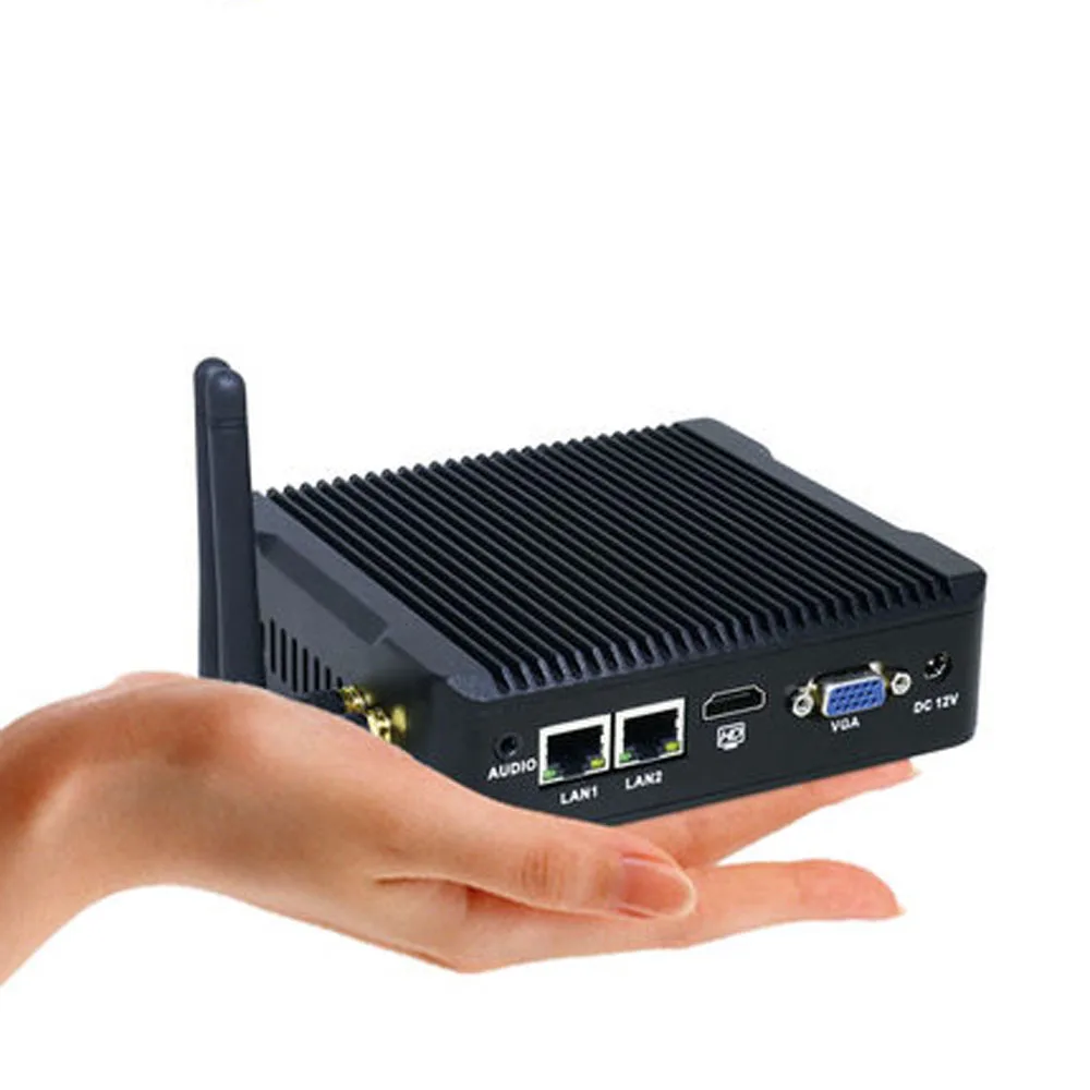 Goede Fabriek Prijs Fanless Mini PC Industri euml;le Computer Celeron J1900 Quad Core VGA HDMI 2 * LAN 2 * COM Ondersteuning Linux Windows 7 Micro PC