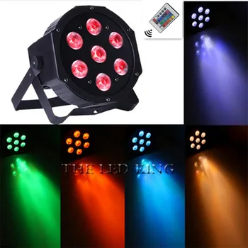 

IR remote LED Flat Par 7x12W RGBW 4IN1 RGBWA 5IN1 Lighting With DMX512 for Disco DJ Party Decoration PAR LED Effect Lights