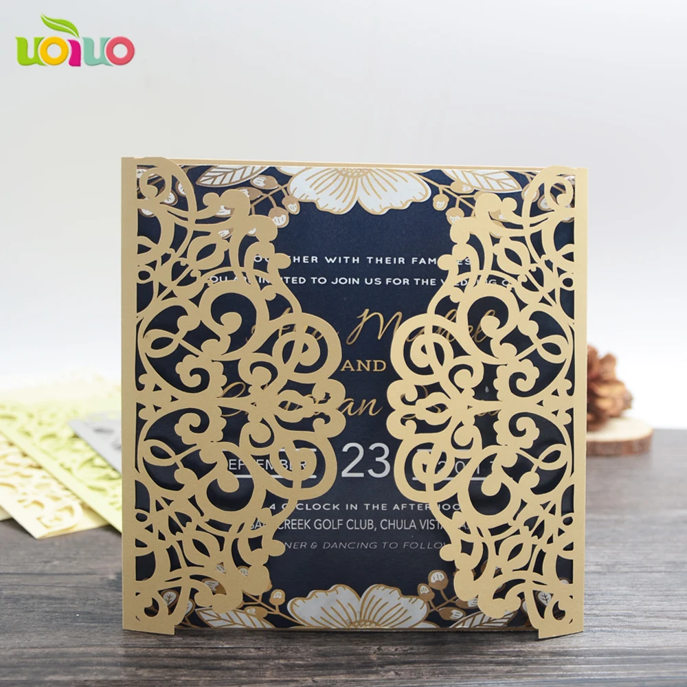 Free shipping 50Sets Laser Cut Wedding invitations Cards for wedding