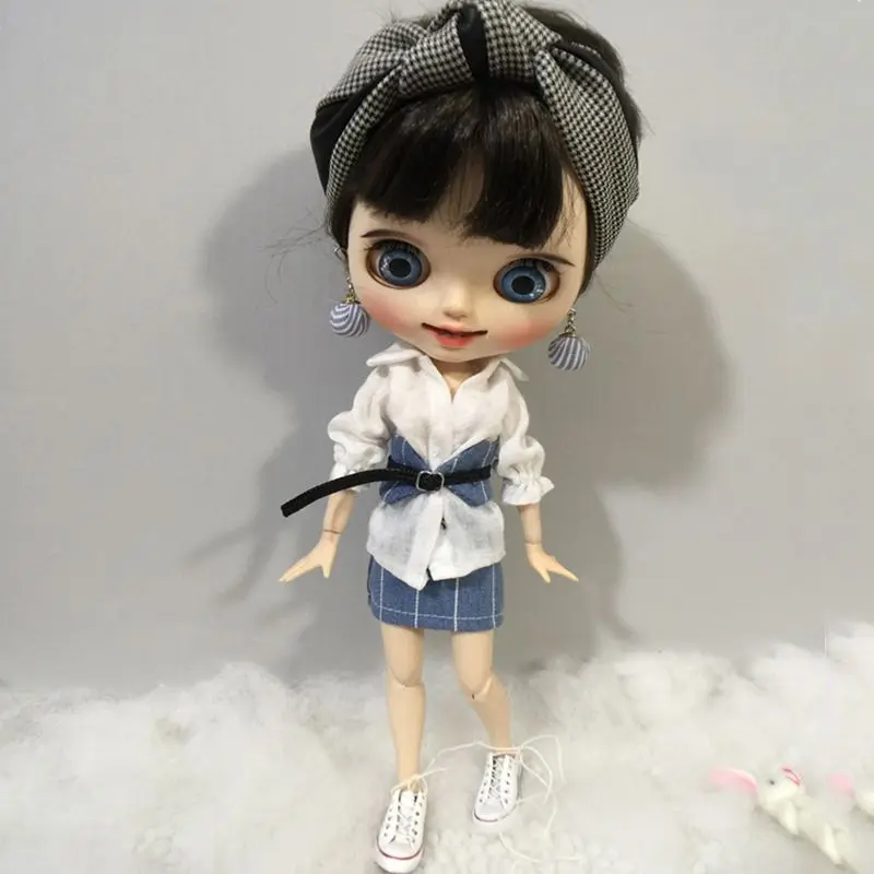3pcs/set Doll's Blyth Clothes Shirt +Skirt+ Belt for Barbi Skirt Outfit Azone Licca 1/6 Doll Clothing Accessories | Игрушки и хобби