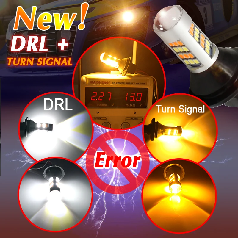 CNSUNNY автомобильный светильник Canbus DRL 1156 ba15s bau15s 7440 T20 P21w 42SMD Светодиодный дневной ходовой светильник, передний поворотный сигнал, лампа без ошибок