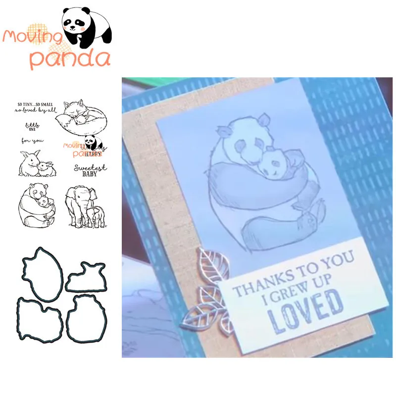 

2019 4pcs Wildly Happy Clear Stamp and Dies for Scrapbooking Card Album Making Metal Cutting Dies and Stamps Sets