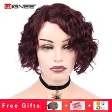 Wignee Afro Curly Brazilian Remy Hair Short Human Wig For Black Women Side Lace Part High Density Heat Resistant Short Curly Wig Wignee Afro Curly Brazilian Remy Hair Short Human Wig For Black Women Side Lace Part High Density Heat Resistant Short Curly Wig