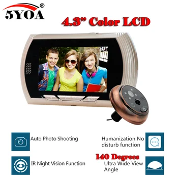 

140 Degrees Doorbell Viewer Digital Door Peephole Camera bell Eye Video record video-eye Night vision Indicator LCD Color Screen