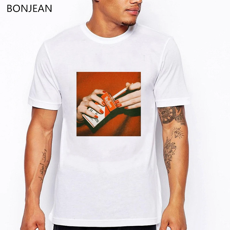 

Harajuku vintage funny men's t-shirts men white t shirt cigarette print tee shirt homme summer shirt tumblr couple clothes