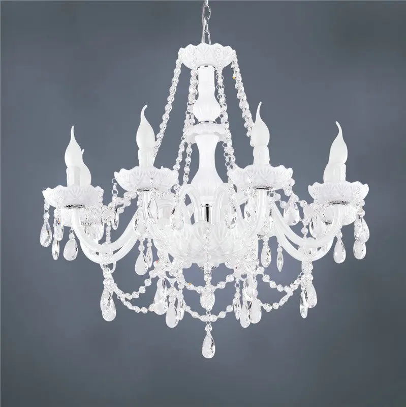 

White color modern k9 crystal chandelier lustres de cristal home decoration lighting fixture for living room dinning room