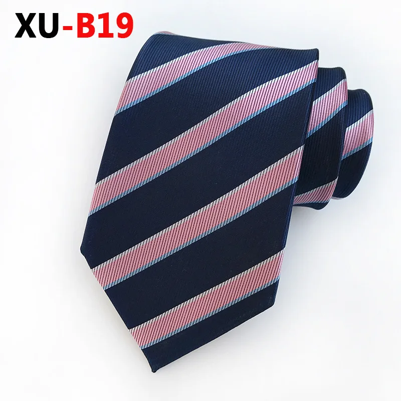 Мужской галстук на шею, красный, темно-синий шелковый галстук в полоску для мужчин, 8 см., клетчатый галстук, деловой ГАЛСТУК, Повседневный, Свадебный галстук - Цвет: XU-B19