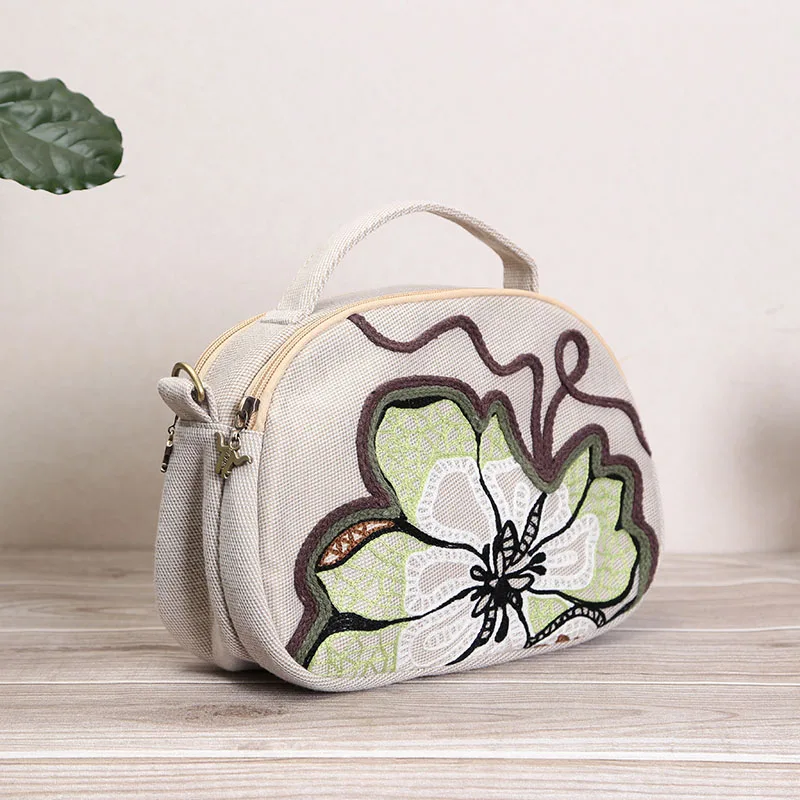 Women special embroidery canvas handbag bag cotton thread chain fashion Women special embroidery canvas handbag bag cotton thread chain fashion