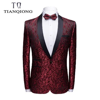 

Blazer Men 2019 Brand Mens Shawl Collar Black Mens Floral Blazer Slim Fit Casual Suit Jacket Prom Party Blazers Man Formal Wear