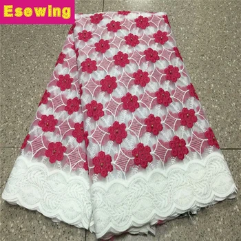 

Latest Fuchsia color African Lace Fabric 2018 High Quality Lace Embroidery French Mesh With Beads Nigerian Lace Fabrics Material