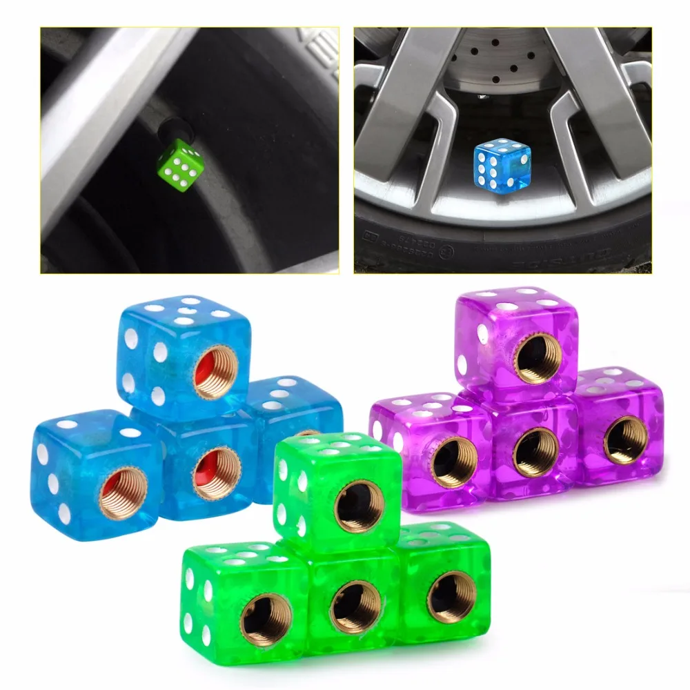 CITALL 4pcs/set Dice Tyre Cap Tire Air Valve Stem Caps Dust Cover Car
