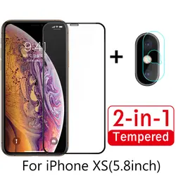 3D полный стеклянный чехол для iPhone 7 8 Plus X XR XS Max Защитная пленка для экрана из закаленного стекла 2 в 1 Передняя пленка + Защитная пленка для