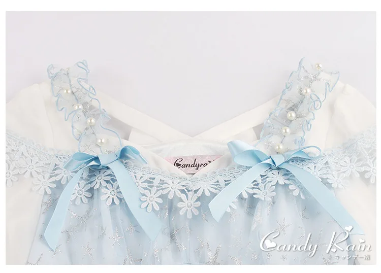 Карамельный дождь Новое блестящее платье с принтом звезды осеннее женское мини платье синее бальное платье C22CD7171