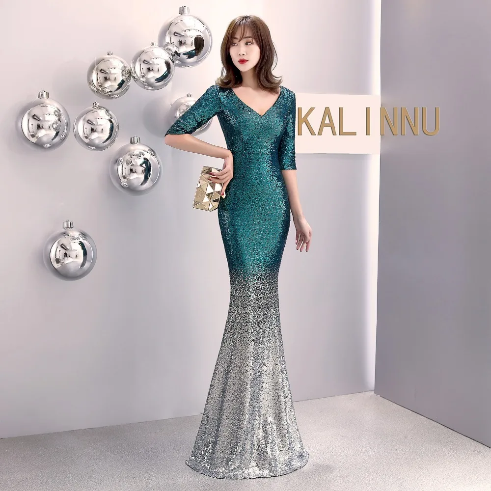 Dress Summer with Sequin Woman Half Sleeve V Neck Mermaid Luxury Long Dress Women Sexy Night Club Party Maxi Ladies Dresses (10)