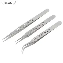 FIXFANS Пинцет для наращивания ресниц Набор изогнутый прямой наконечник из нержавеющей стали щипцы для дизайна ногтей Стразы инструменты для украшения