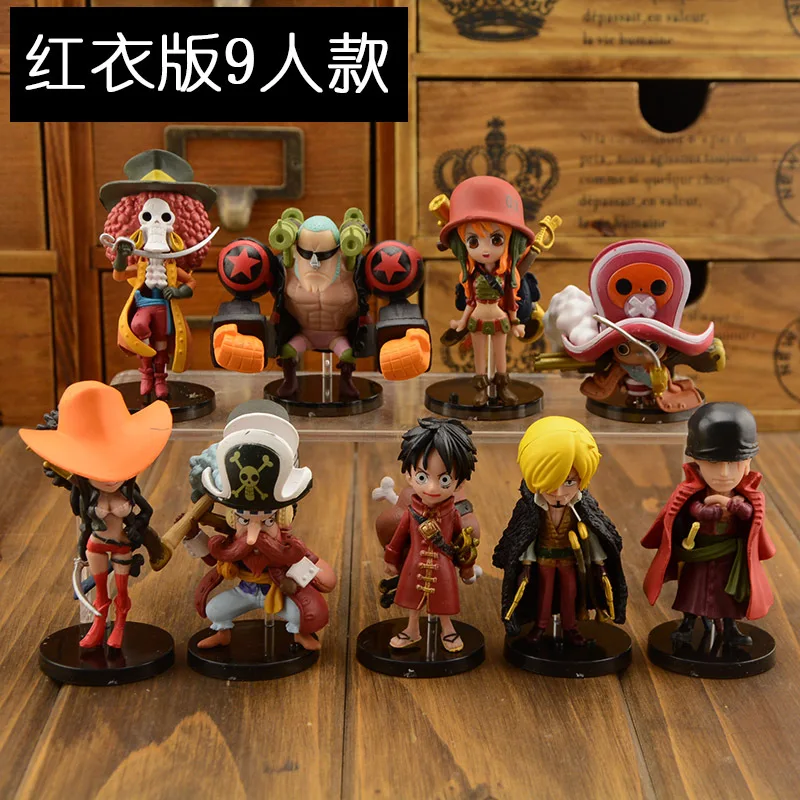 9pcs/set mini One Piece Figure New Anime Figures Luffy + One Piece