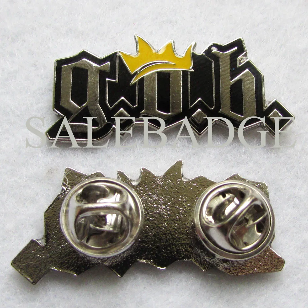 

Custom soft enamel lettercrown black nickle dye metal lapel pins Customized OEM/ODM 1 1/4''soft enamel fashion GOB crown NO MOQ