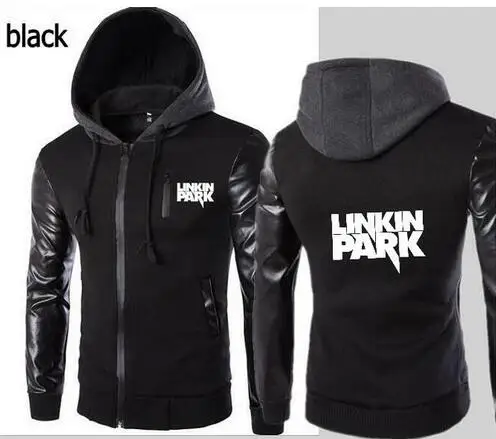 Новая мода с капюшоном кожаные рукава Linkin Park Lincoln куртка мужская спортивная