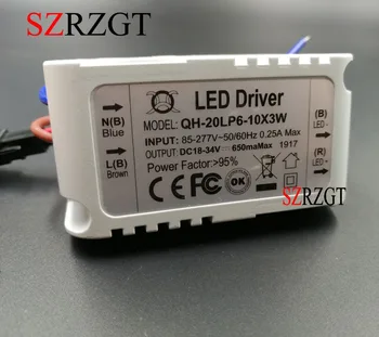 

5 Pieces Isolation 20W AC85-277V LED Driver 6-10x3W 600mA DC18-34V LED PowerSupply Constant Current LED Bulb Lamp Free Shipping