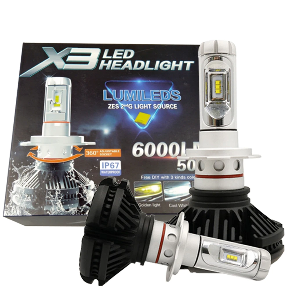 

X3 50W 6000LM 6500K COB LED Car Headlight Front Fog Light Bulb Automobiles Headlamp H7 LED H4 H1 H3 H11 H13 9004 9005 9006 9007
