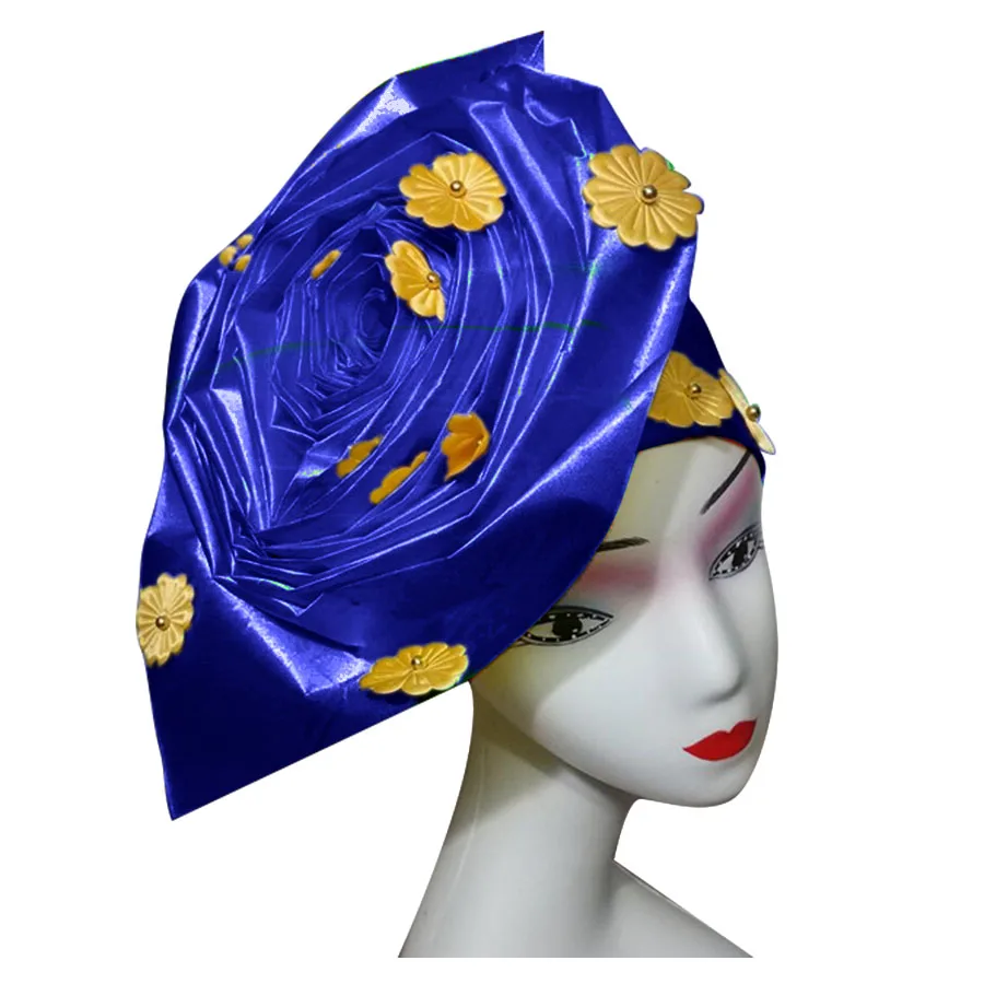 Auto gele nigerian gele headtie already made auto hele turban cap african aso ebi aso oke headtie 2018 (2)