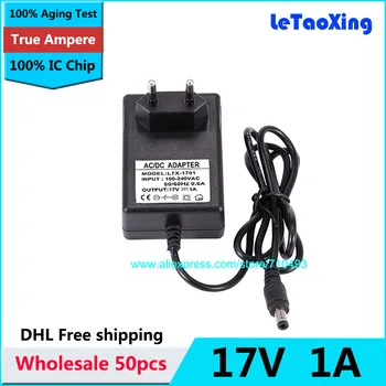 

50pcs AC DC 17V 1A Power Adapter Supply Transformer 17V1A Charger UK US EU AU Plug With IC Chip DHL Free Shipping