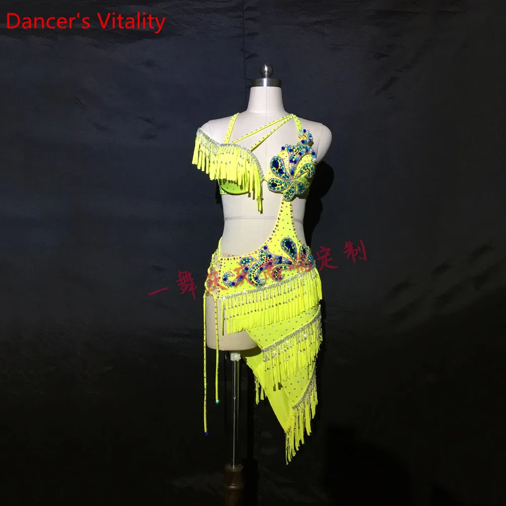 

Customized Belly Dance Luxurious Diamond Bra Tassel Skirt Set Women Oriental Indian Dance Competition Performance Costume